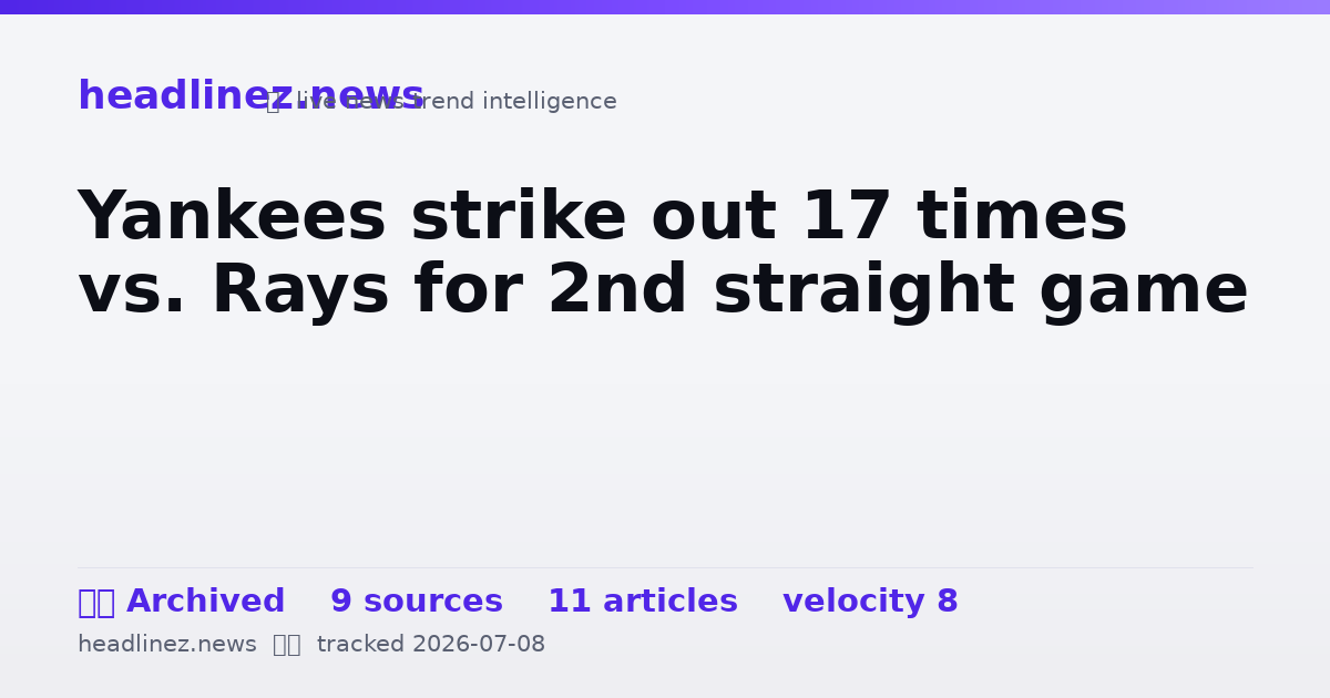 Visual summary for Yankees strike out 17 times vs. Rays for 2nd straight game