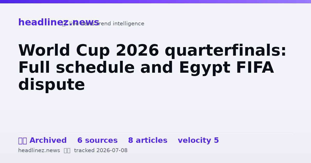 Visual summary for World Cup 2026 quarterfinals: Full schedule and Egypt FIFA dispute