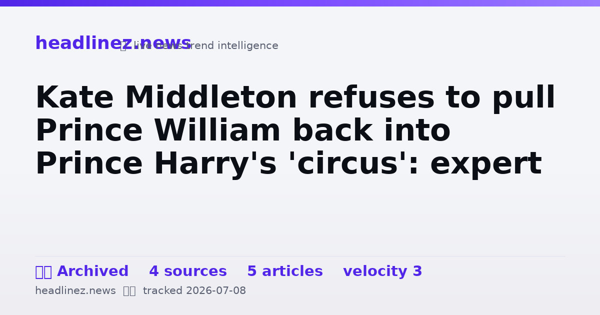 Visual summary for Kate Middleton refuses to pull Prince William back into Prince Harry's 'circus': expert