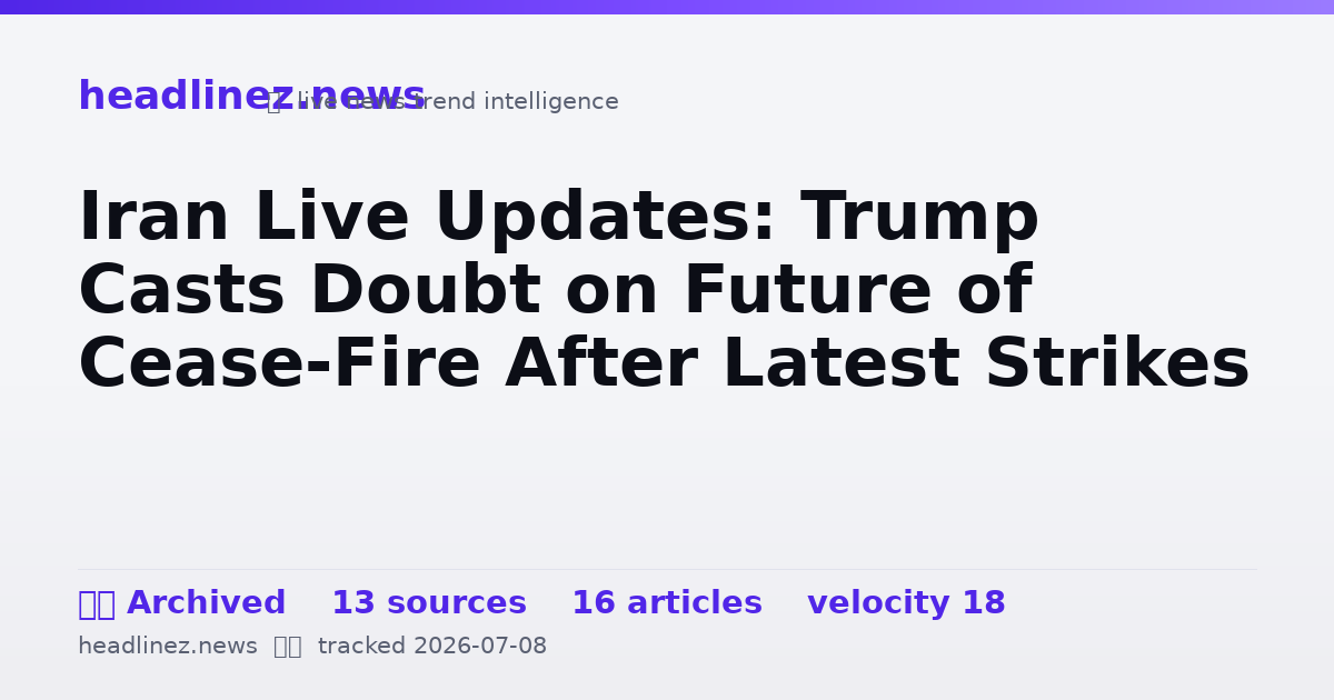 Visual summary for Iran Live Updates: Trump Casts Doubt on Future of Cease-Fire After Latest Strikes