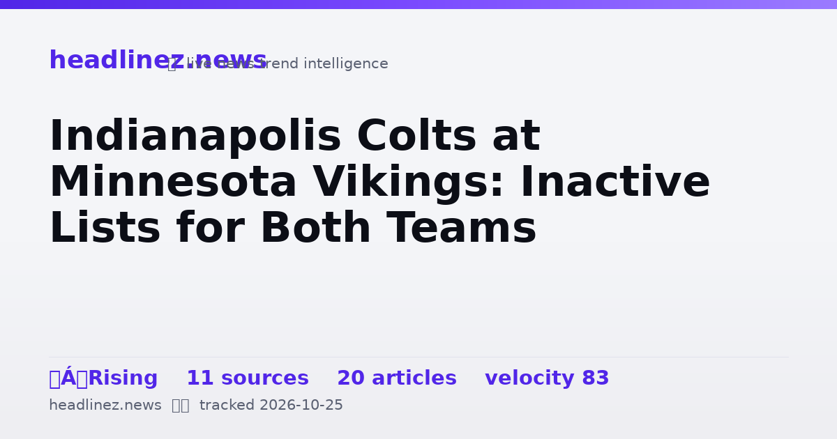 Visual summary for Indianapolis Colts at Minnesota Vikings: Inactive Lists for Both Teams