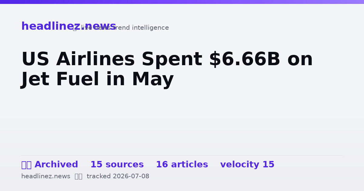 Visual summary for US Airlines Spent $6.66B on Jet Fuel in May