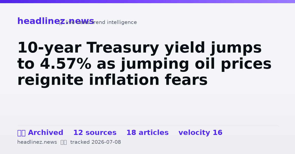 Visual summary for 10-year Treasury yield jumps to 4.57% as jumping oil prices reignite inflation fears