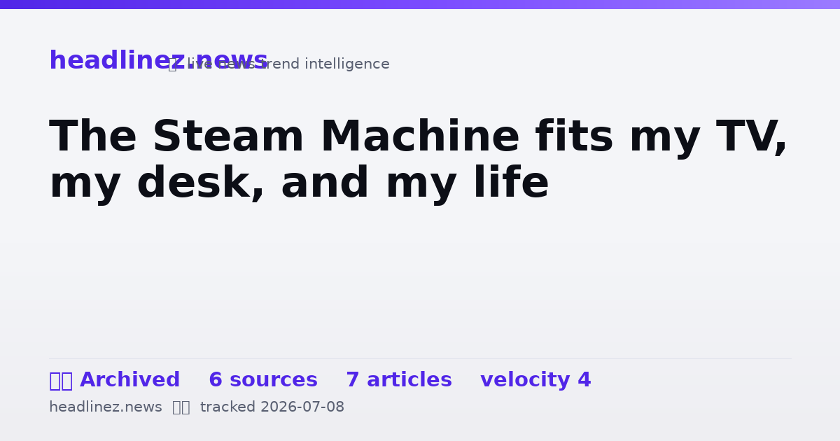 Visual summary for The Steam Machine fits my TV, my desk, and my life