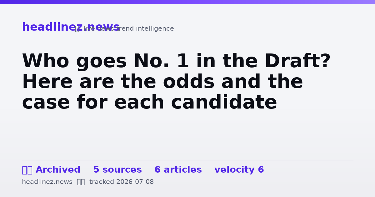 Visual summary for Who goes No. 1 in the Draft? Here are the odds and the case for each candidate