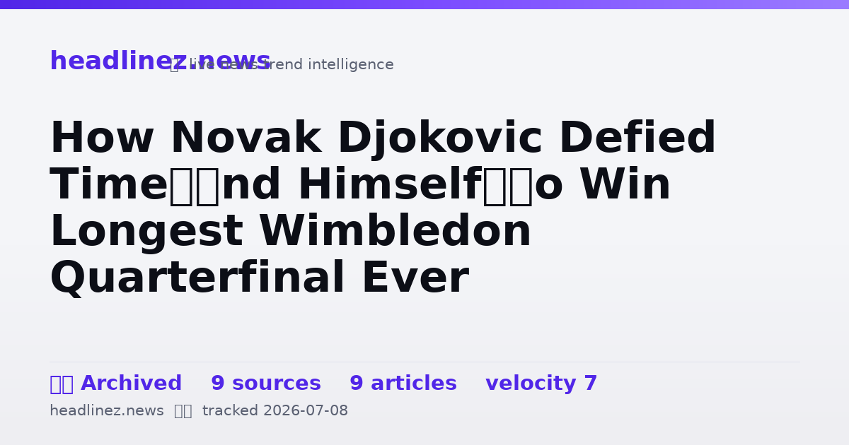 Visual summary for How Novak Djokovic Defied Time—And Himself—to Win Longest Wimbledon Quarterfinal Ever