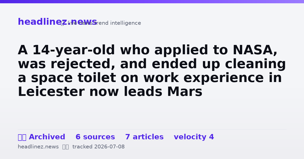 Visual summary for A 14-year-old who applied to NASA, was rejected, and ended up cleaning a space toilet on work experience in Leicester now leads Mars exploration studies at the European Space Agency