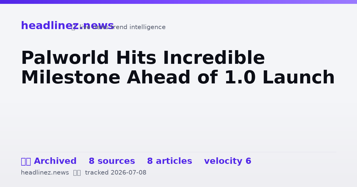 Visual summary for Palworld Hits Incredible Milestone Ahead of 1.0 Launch