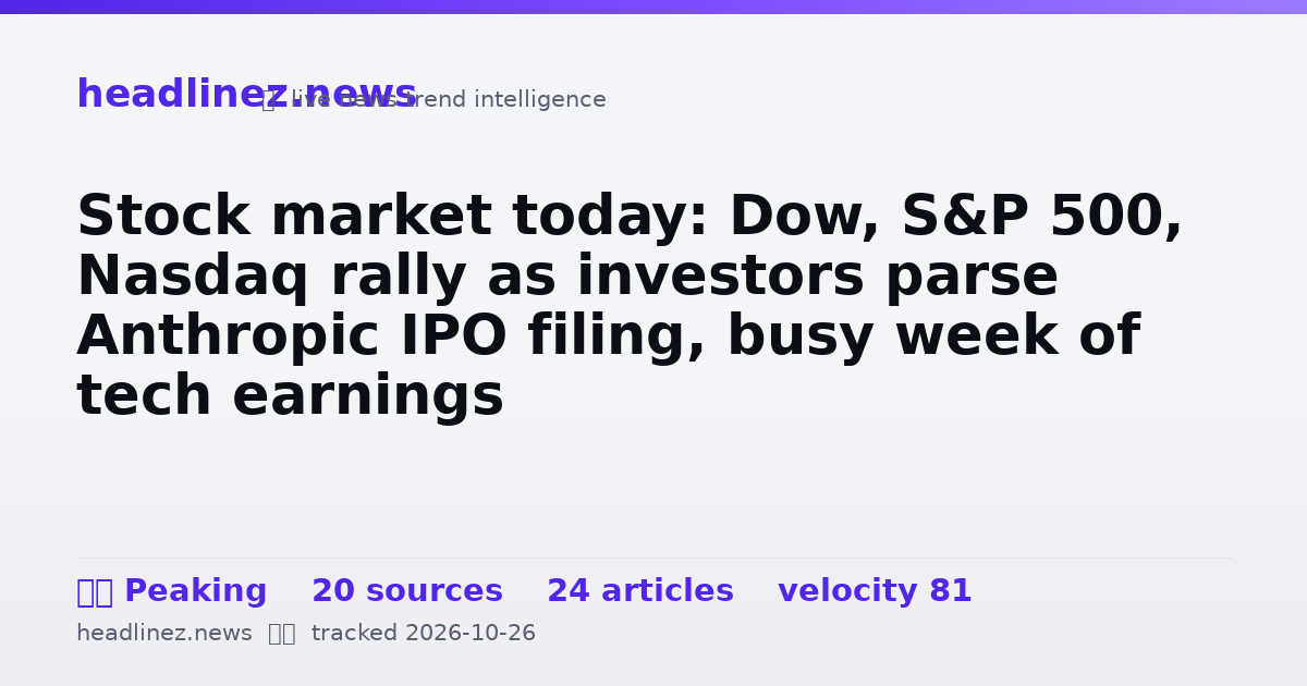 Visual summary for Stock market today: Dow, S&P 500, Nasdaq rally as investors parse Anthropic IPO filing, busy week of tech earnings