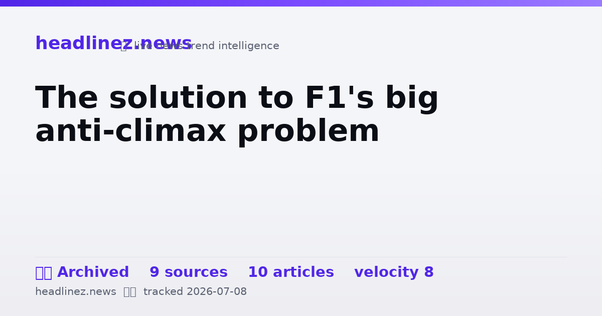 Visual summary for The solution to F1's big anti-climax problem