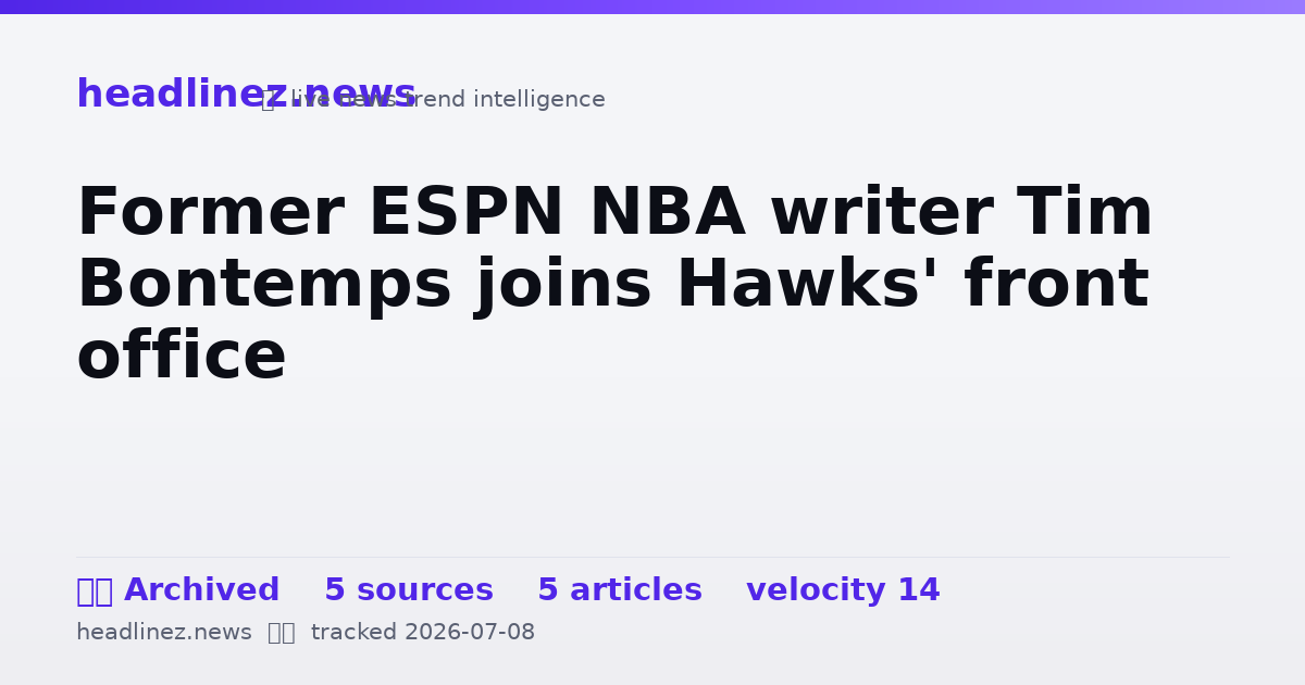 Visual summary for Former ESPN NBA writer Tim Bontemps joins Hawks' front office