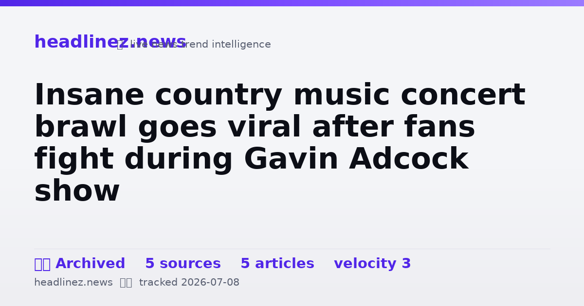 Visual summary for Insane country music concert brawl goes viral after fans fight during Gavin Adcock show