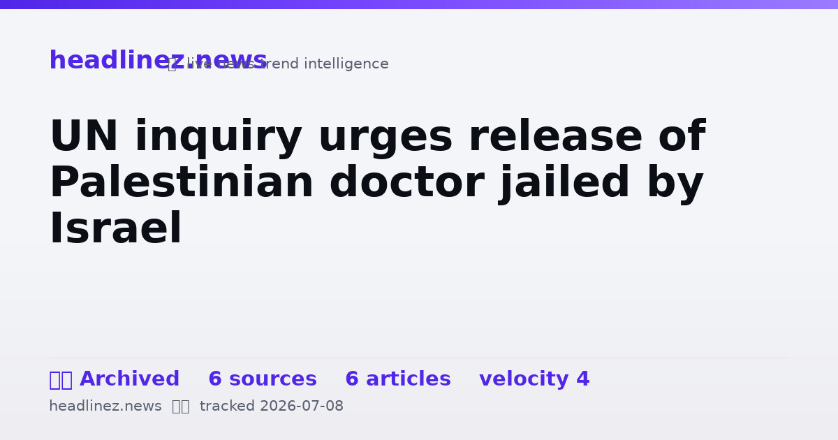 Visual summary for UN inquiry urges release of Palestinian doctor jailed by Israel