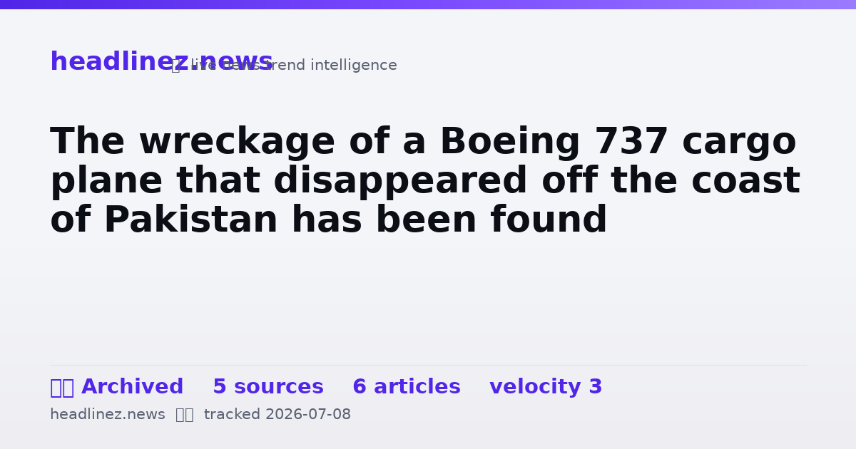 Visual summary for The wreckage of a Boeing 737 cargo plane that disappeared off the coast of Pakistan has been found