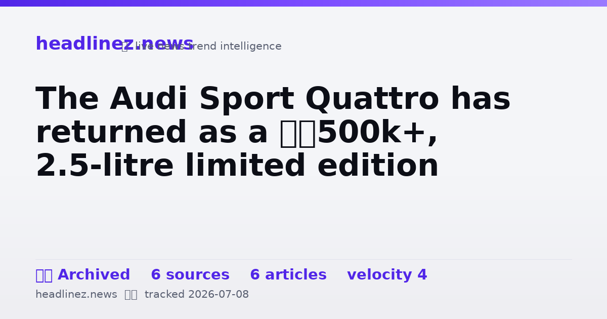Visual summary for The Audi Sport Quattro has returned as a €500k+, 2.5-litre limited edition