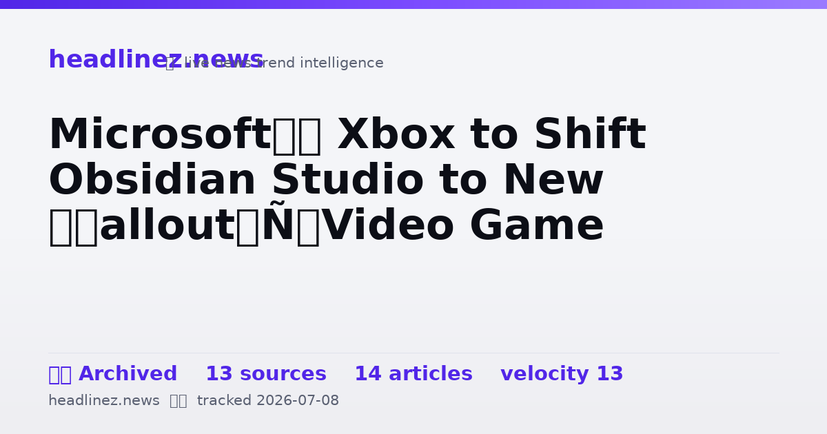 Visual summary for Microsoft’s Xbox to Shift Obsidian Studio to New ‘Fallout’ Video Game