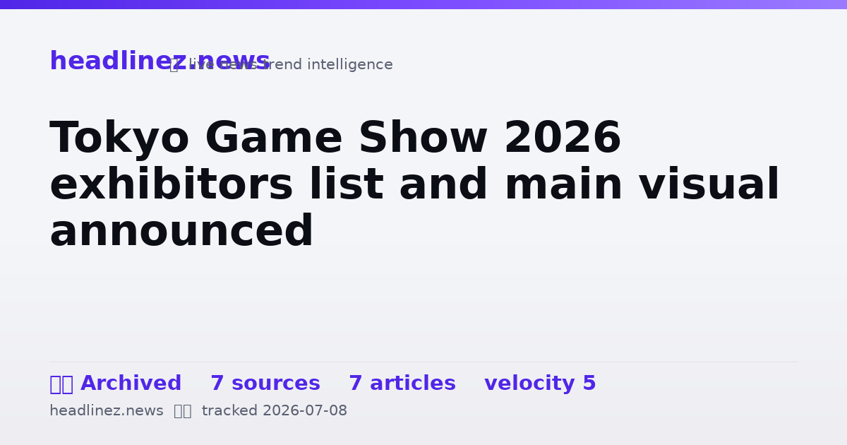 Visual summary for Tokyo Game Show 2026 exhibitors list and main visual announced