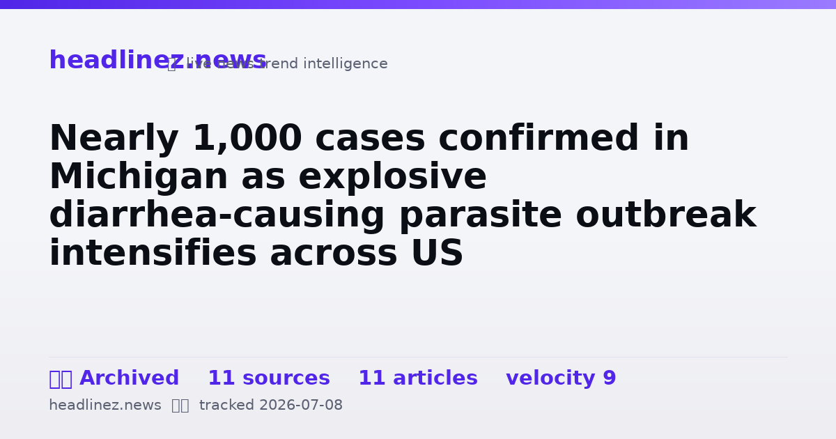 Visual summary for Nearly 1,000 cases confirmed in Michigan as explosive diarrhea-causing parasite outbreak intensifies across US