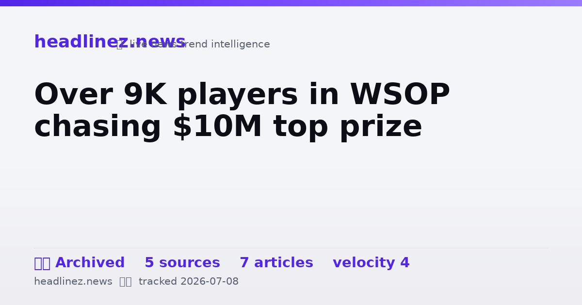 Visual summary for Over 9K players in WSOP chasing $10M top prize