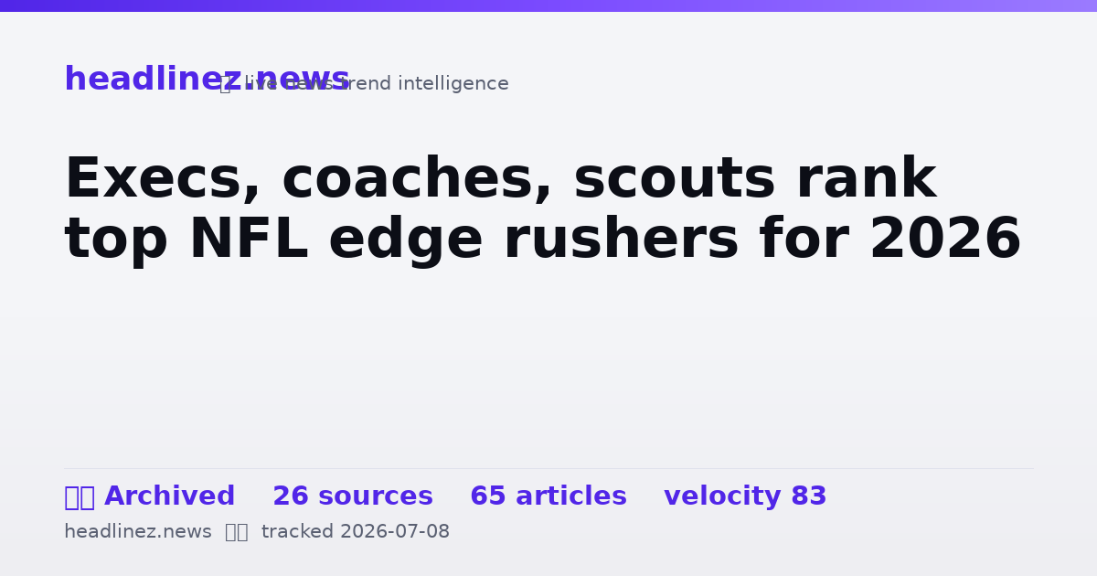 Visual summary for Execs, coaches, scouts rank top NFL edge rushers for 2026