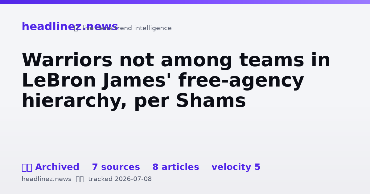Visual summary for Warriors not among teams in LeBron James' free-agency hierarchy, per Shams