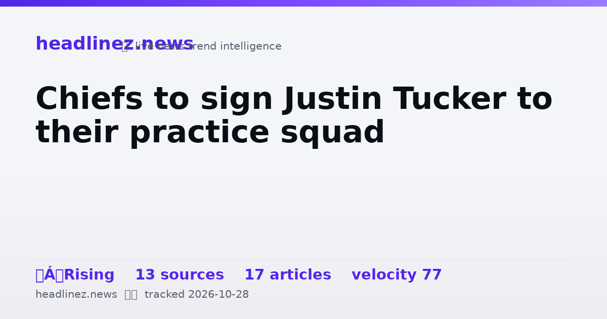 Visual summary for Chiefs to sign Justin Tucker to their practice squad