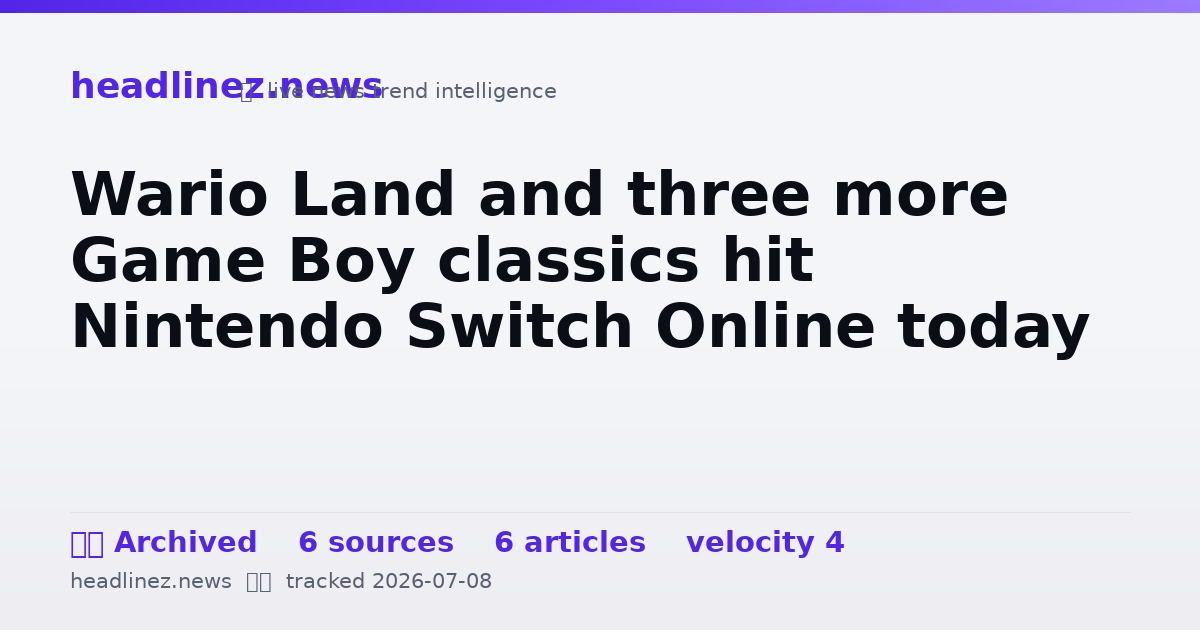 Visual summary for Wario Land and three more Game Boy classics hit Nintendo Switch Online today