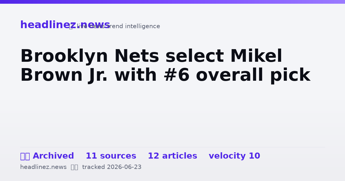 Visual summary for Brooklyn Nets select Mikel Brown Jr. with #6 overall pick