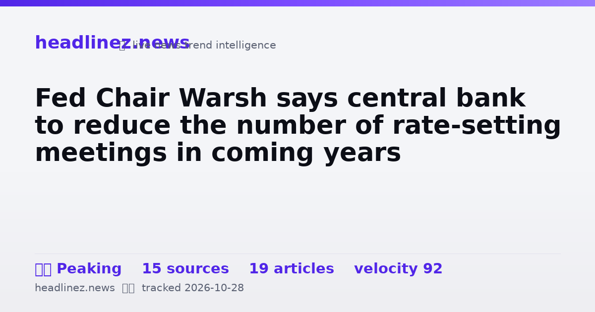Visual summary for Fed Chair Warsh says central bank to reduce the number of rate-setting meetings in coming years