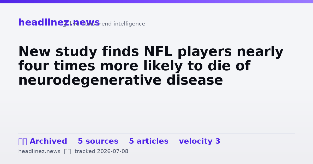 Visual summary for New study finds NFL players nearly four times more likely to die of neurodegenerative disease