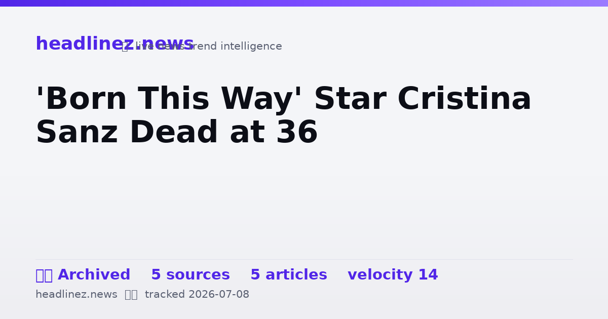 Visual summary for 'Born This Way' Star Cristina Sanz Dead at 36