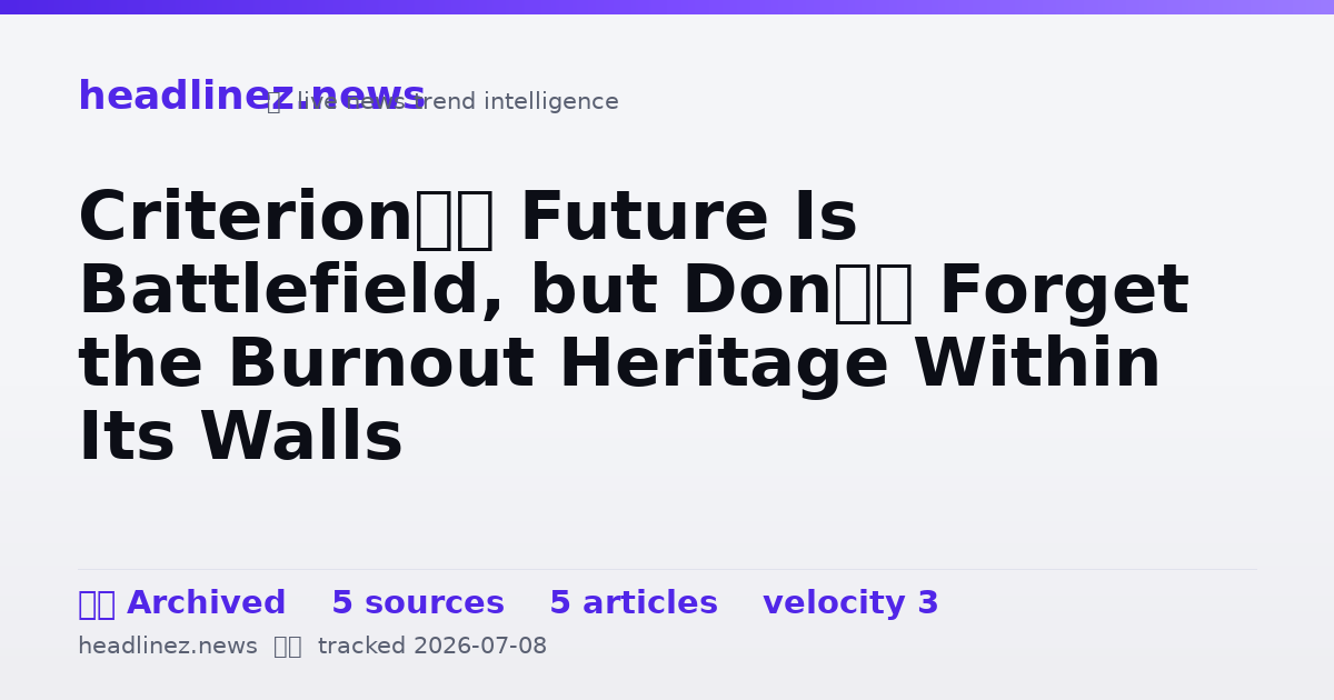 Visual summary for Criterion’s Future Is Battlefield, but Don’t Forget the Burnout Heritage Within Its Walls