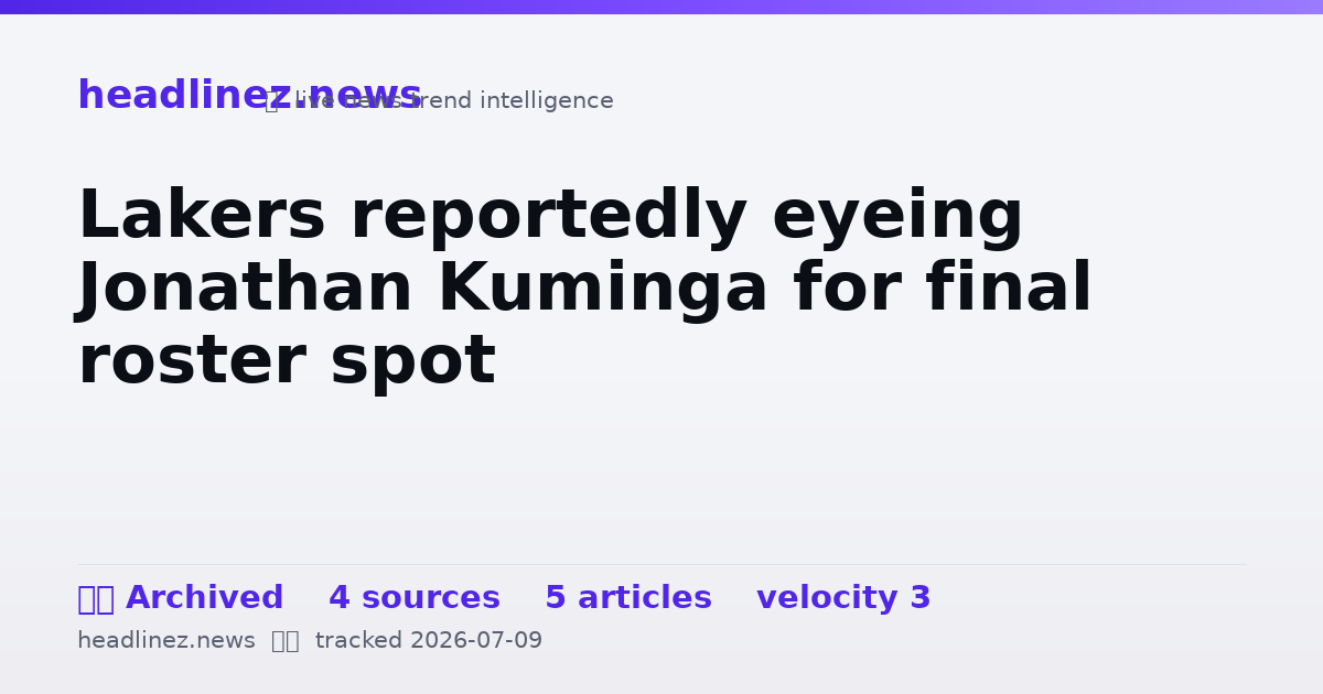 Visual summary for Lakers reportedly eyeing Jonathan Kuminga for final roster spot