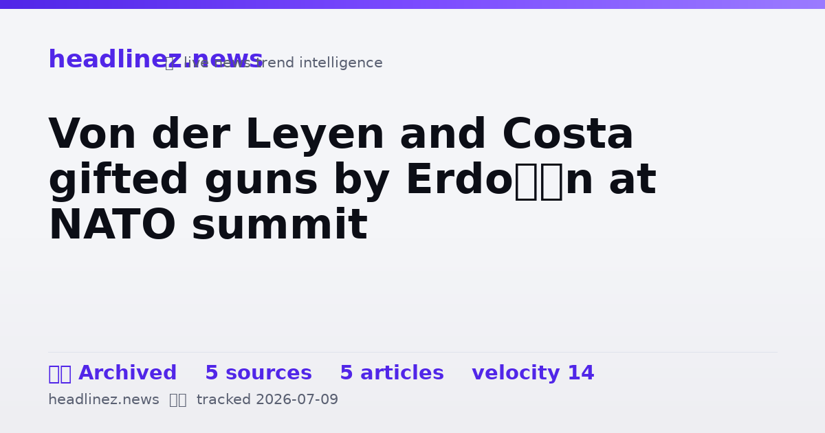 Visual summary for Von der Leyen and Costa gifted guns by Erdoğan at NATO summit