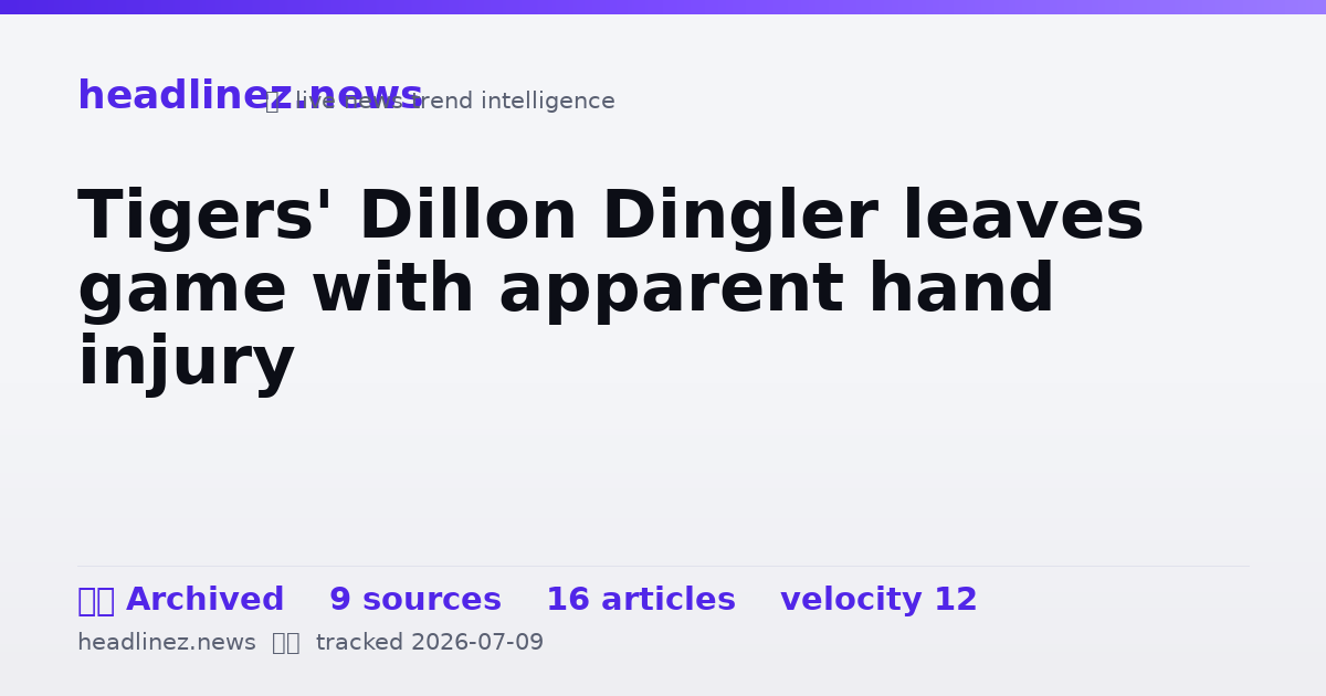 Visual summary for Tigers' Dillon Dingler leaves game with apparent hand injury