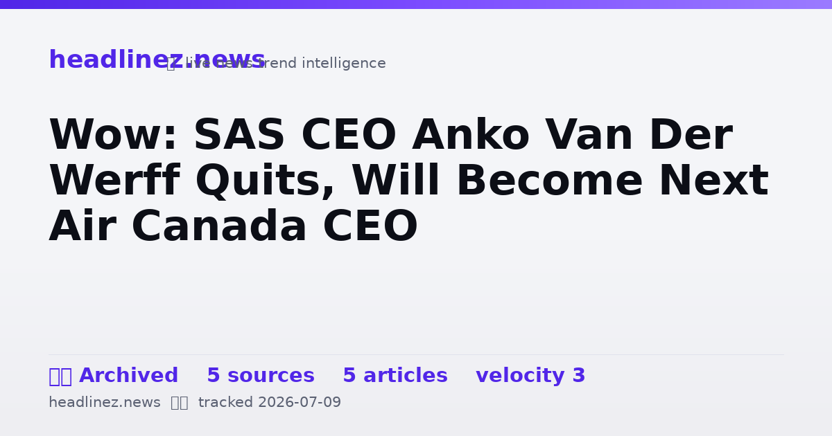 Visual summary for Wow: SAS CEO Anko Van Der Werff Quits, Will Become Next Air Canada CEO