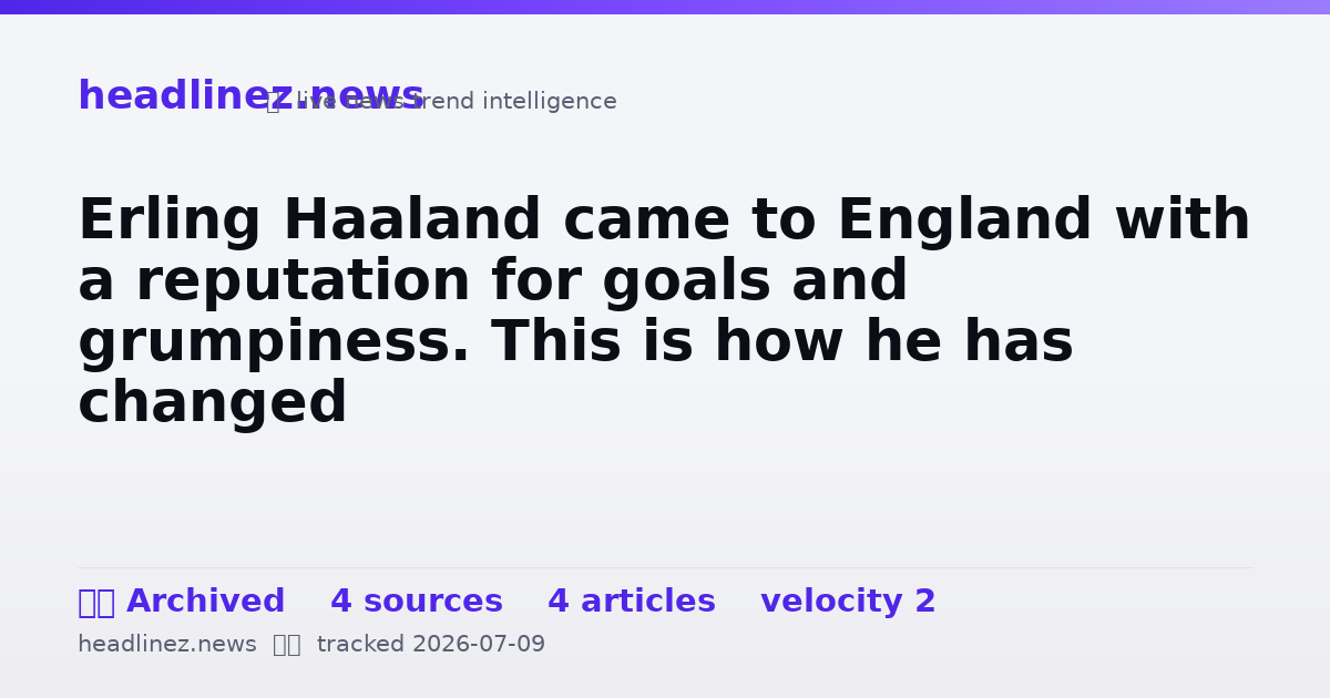 Visual summary for Erling Haaland came to England with a reputation for goals and grumpiness. This is how he has changed