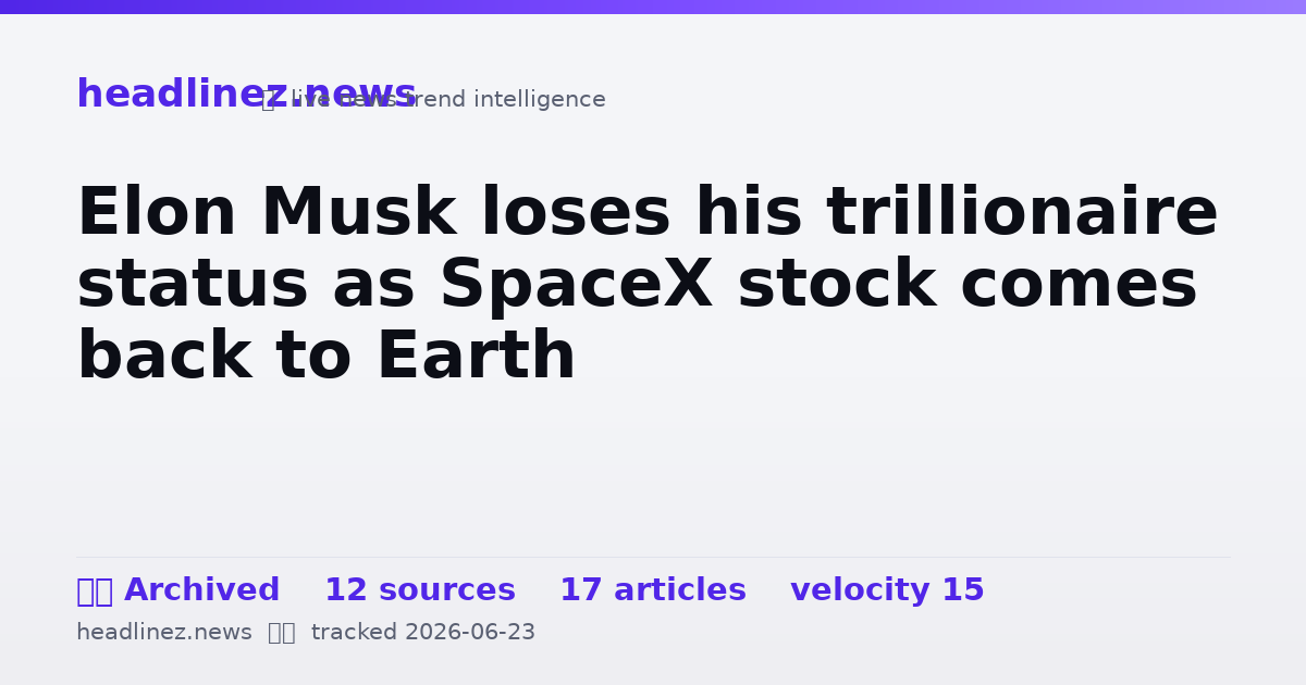 Visual summary for Elon Musk loses his trillionaire status as SpaceX stock comes back to Earth