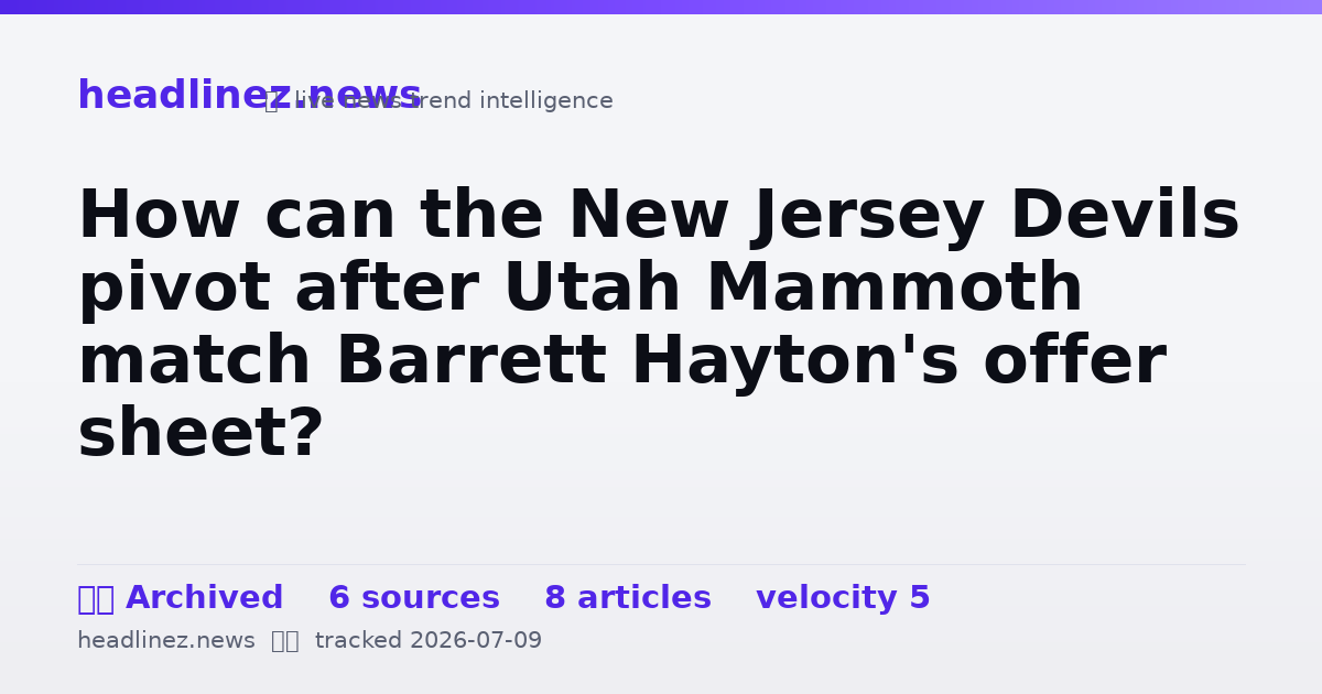 Visual summary for How can the New Jersey Devils pivot after Utah Mammoth match Barrett Hayton's offer sheet?