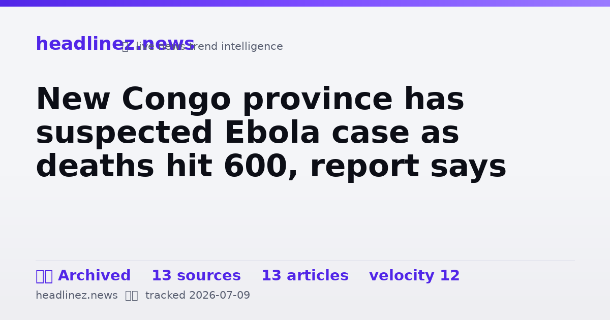Visual summary for New Congo province has suspected Ebola case as deaths hit 600, report says