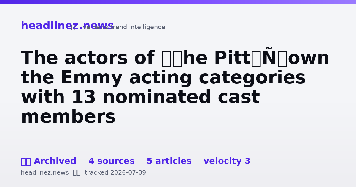 Visual summary for The actors of ‘The Pitt’ own the Emmy acting categories with 13 nominated cast members