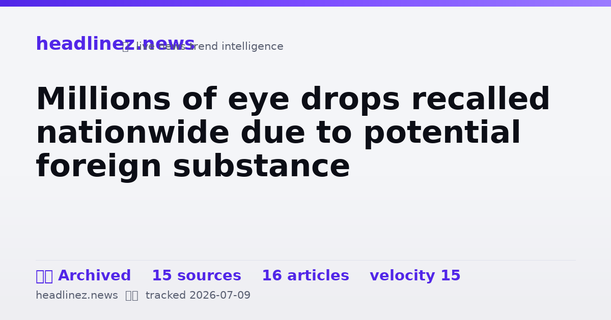 Visual summary for Millions of eye drops recalled nationwide due to potential foreign substance