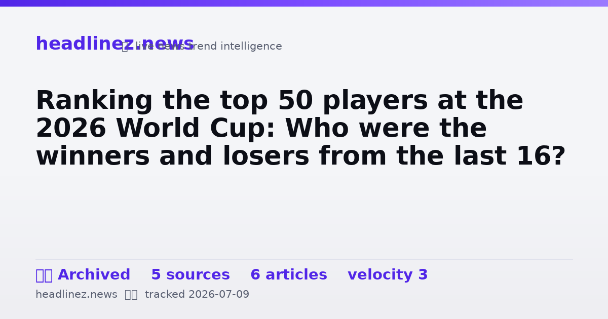 Visual summary for Ranking the top 50 players at the 2026 World Cup: Who were the winners and losers from the last 16?