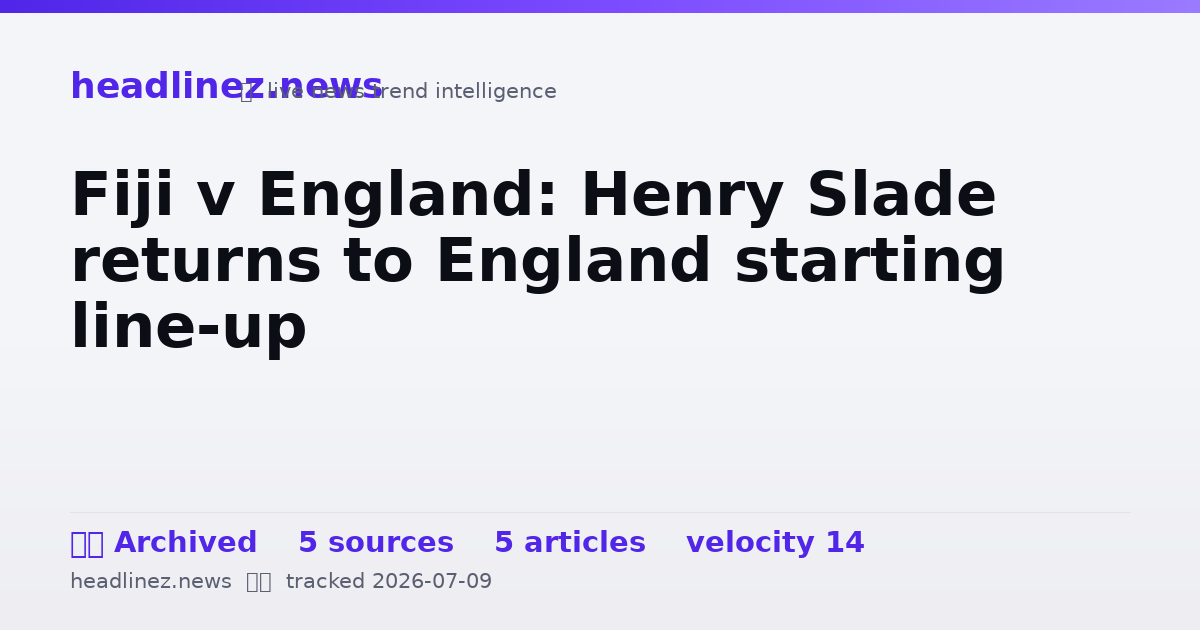 Visual summary for Fiji v England: Henry Slade returns to England starting line-up