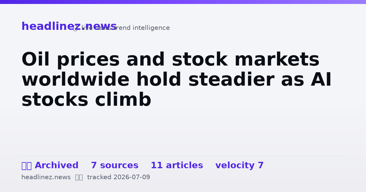 Visual summary for Oil prices and stock markets worldwide hold steadier as AI stocks climb
