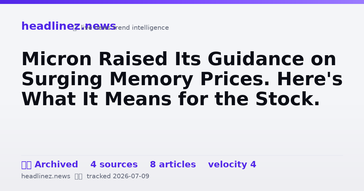 Visual summary for Micron Raised Its Guidance on Surging Memory Prices. Here's What It Means for the Stock.