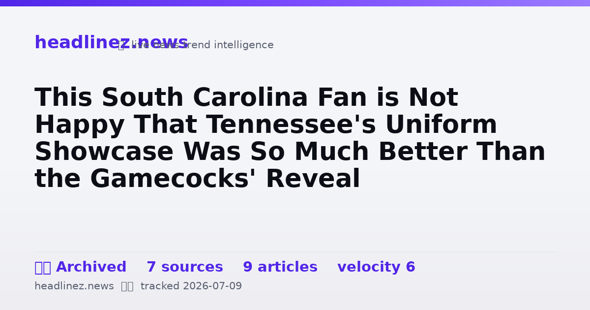 Visual summary for This South Carolina Fan is Not Happy That Tennessee's Uniform Showcase Was So Much Better Than the Gamecocks' Reveal