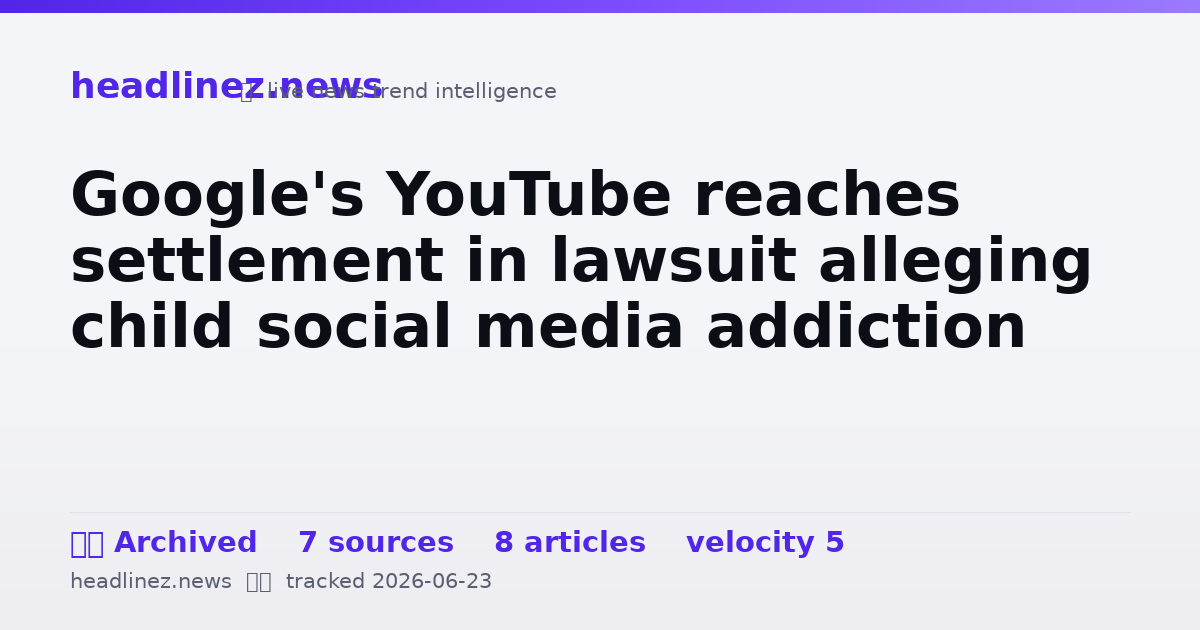 Visual summary for Google's YouTube reaches settlement in lawsuit alleging child social media addiction