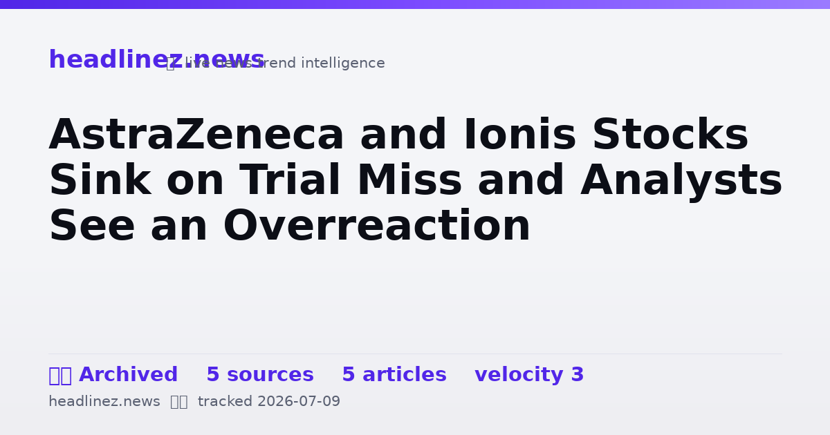 Visual summary for AstraZeneca and Ionis Stocks Sink on Trial Miss and Analysts See an Overreaction