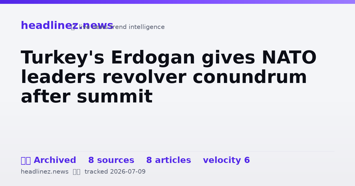 Visual summary for Turkey's Erdogan gives NATO leaders revolver conundrum after summit